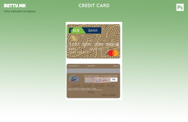 Модерен стил Шаблон за златна мастер карта на банката KCB на Кенија